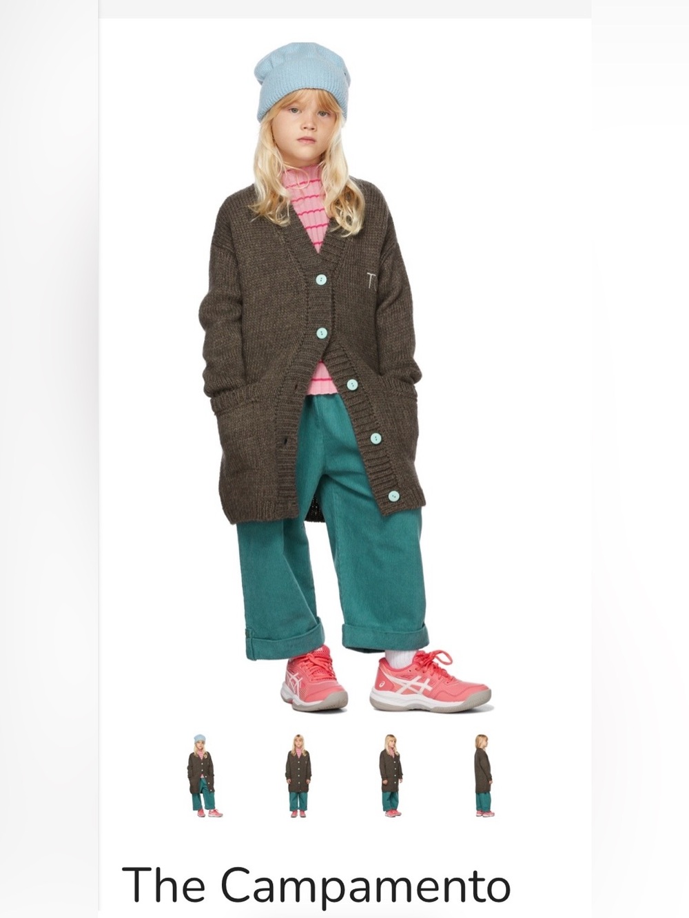 The Campamento Kids Brown/Grey longline V‑Neck Button Cardigan Size 3-4 Y